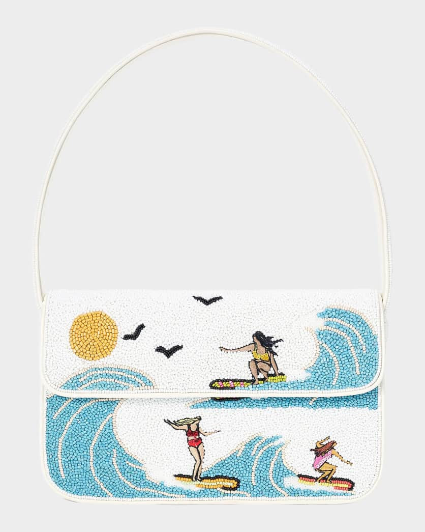 STAUDHandbagsSTAUD Shoulder BagsShoulder BagsSTAUDTommy Floral Beaded Shoulder Bag$350Color: Surf... | Neiman Marcus