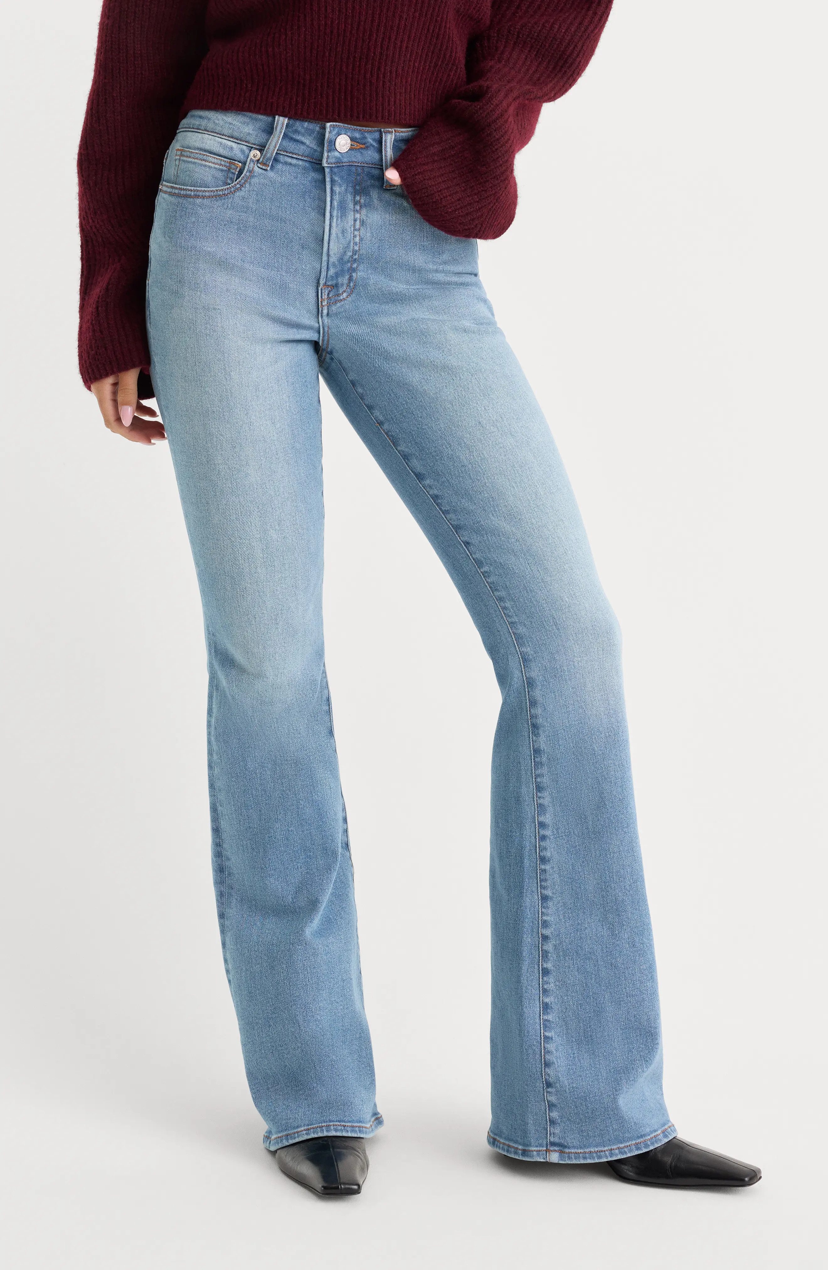 Good American Good Legs High Waist Flare Jeans in Indigo at Nordstrom, Size 0 | Nordstrom