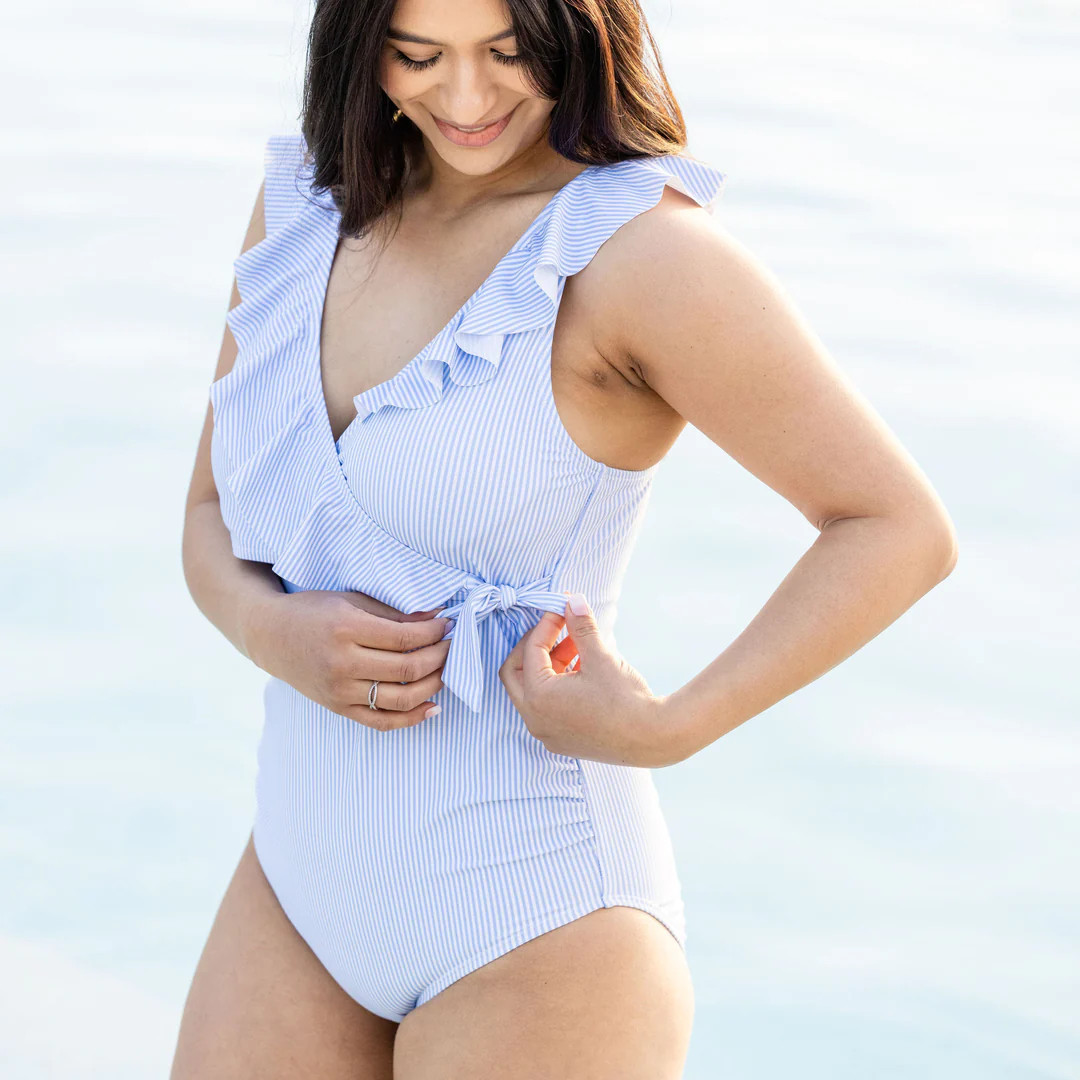 Nursing & Maternity One Piece Wrap Swimsuit | Kindred Bravely