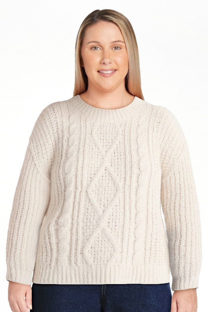 No Boundaries Cable Knit Sweater, Midweight, Women's | Walmart (US)
