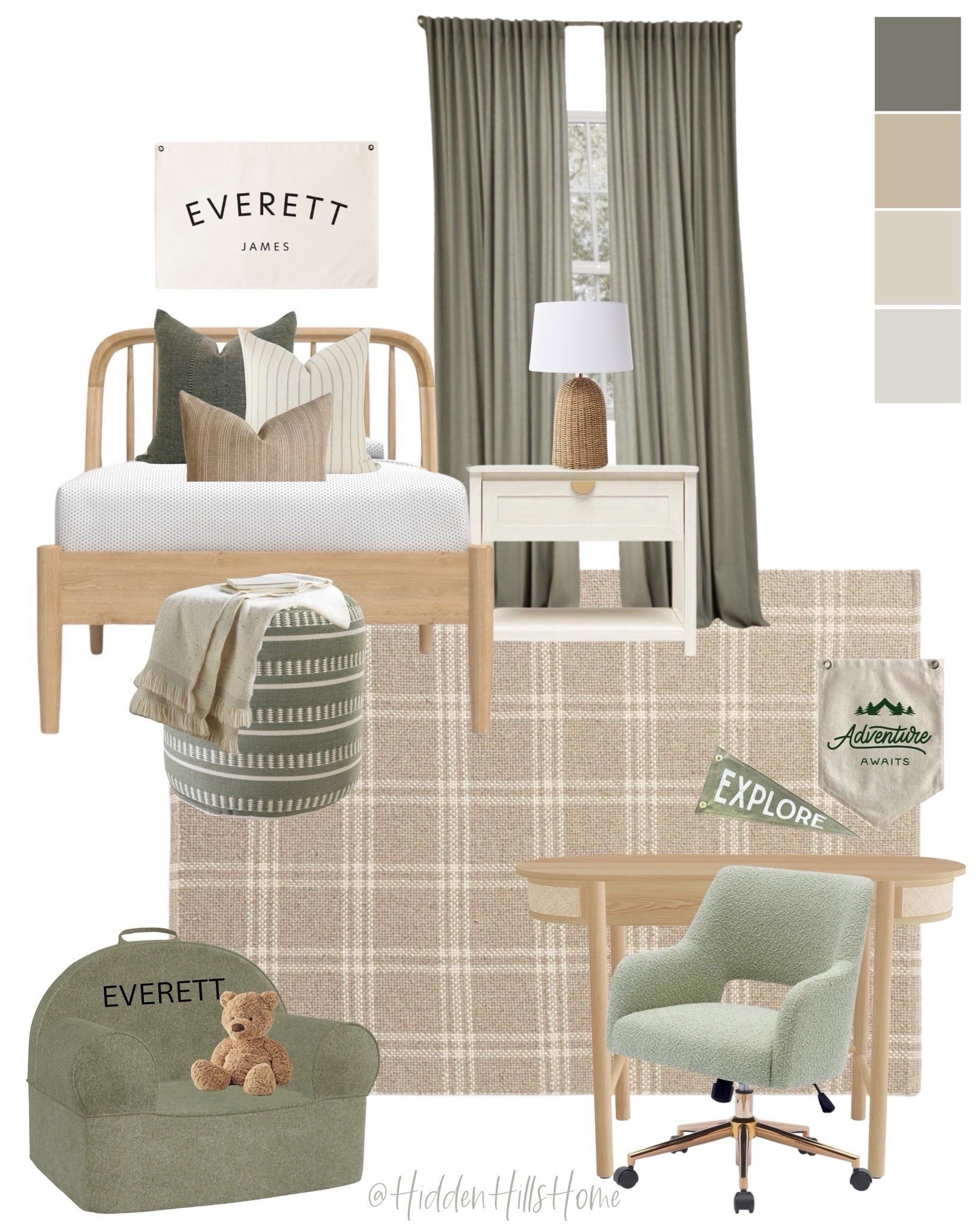 Boys room, Modern transitional boys bedroom mood board, little boys room design, wooden bed, nightstands, boys bedroom rug, toddler bedroom, kids room decor ideas #green 




#LTKSaleAlert #LTKHome #LTKKids