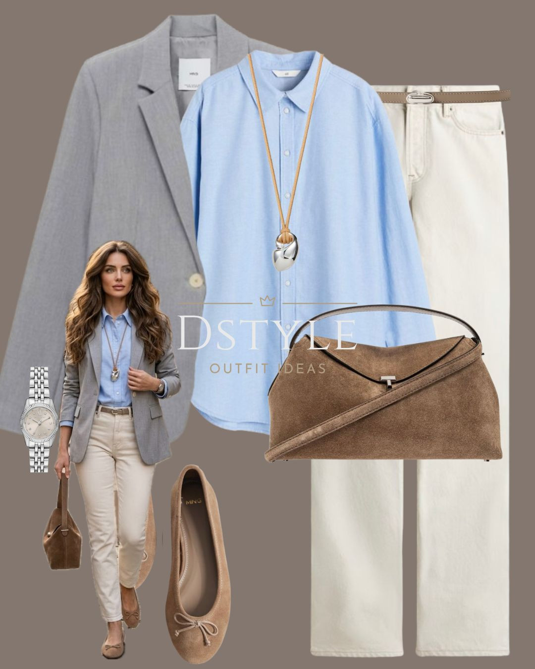 Giving the classic office look a fresh update with light blue and grey tones. This oversized blazer and button-down combo paired with cream denim is the ultimate "clean girl" aesthetic.  

 

#LTKootd #LTKWorkwear
