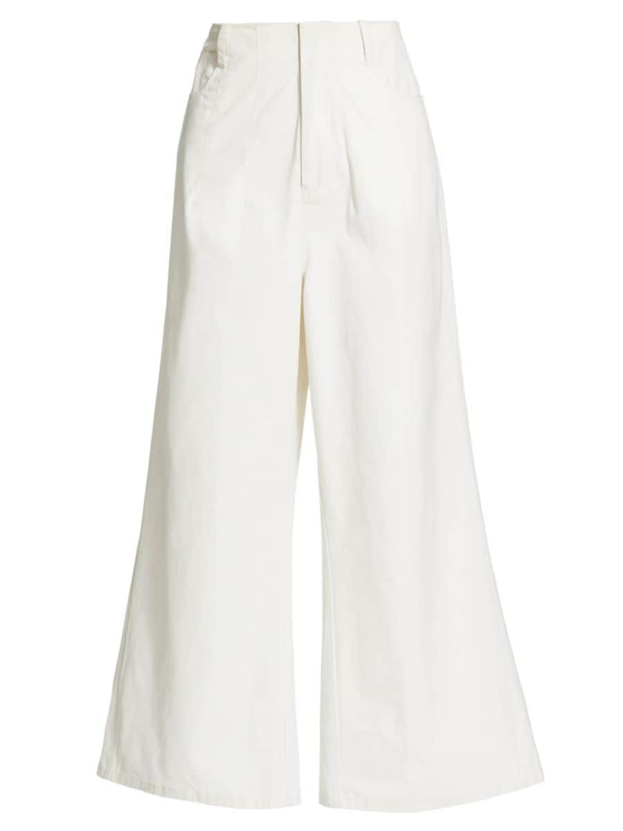 Shop Staud Luca Stretch Cotton Wide-Leg Crop Pants | Saks Fifth Avenue | Saks Fifth Avenue