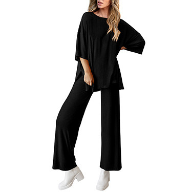 PRETTYGARDEN Womens Short Sleeve Pullover Tops And Wide Leg Pants Lounge Set | Amazon (US)
