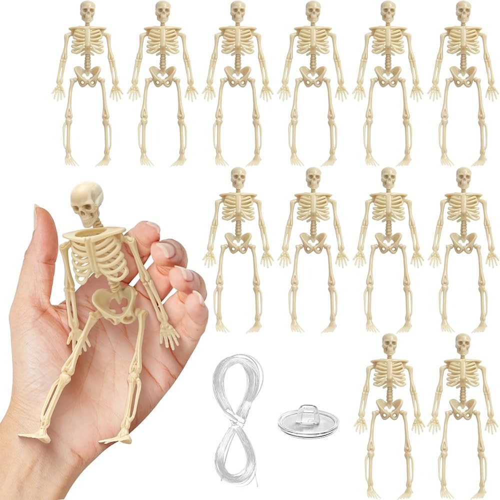 KatchOn, Halloween Mini Skeleton Figurines - 6 Inch, Pack of 12 | Small Skeletons for Crafts | Po... | Amazon (US)