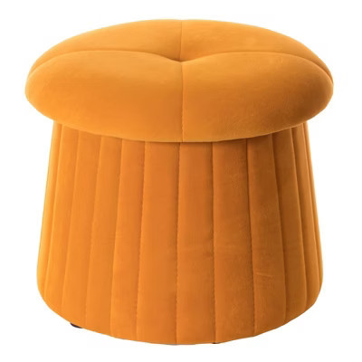 Fabulaxe Modern Tufted Velvet Mushroom Shape Storage Ottoman Storage Stool Trunk, Mustard Yellow | Target