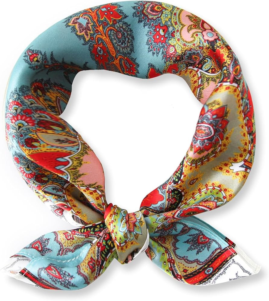 Ciormis 100% Mulberry Silk Scarf-Women's 21''/27''Square Silk Hair Head Scarf Neckerchief with Gi... | Amazon (US)