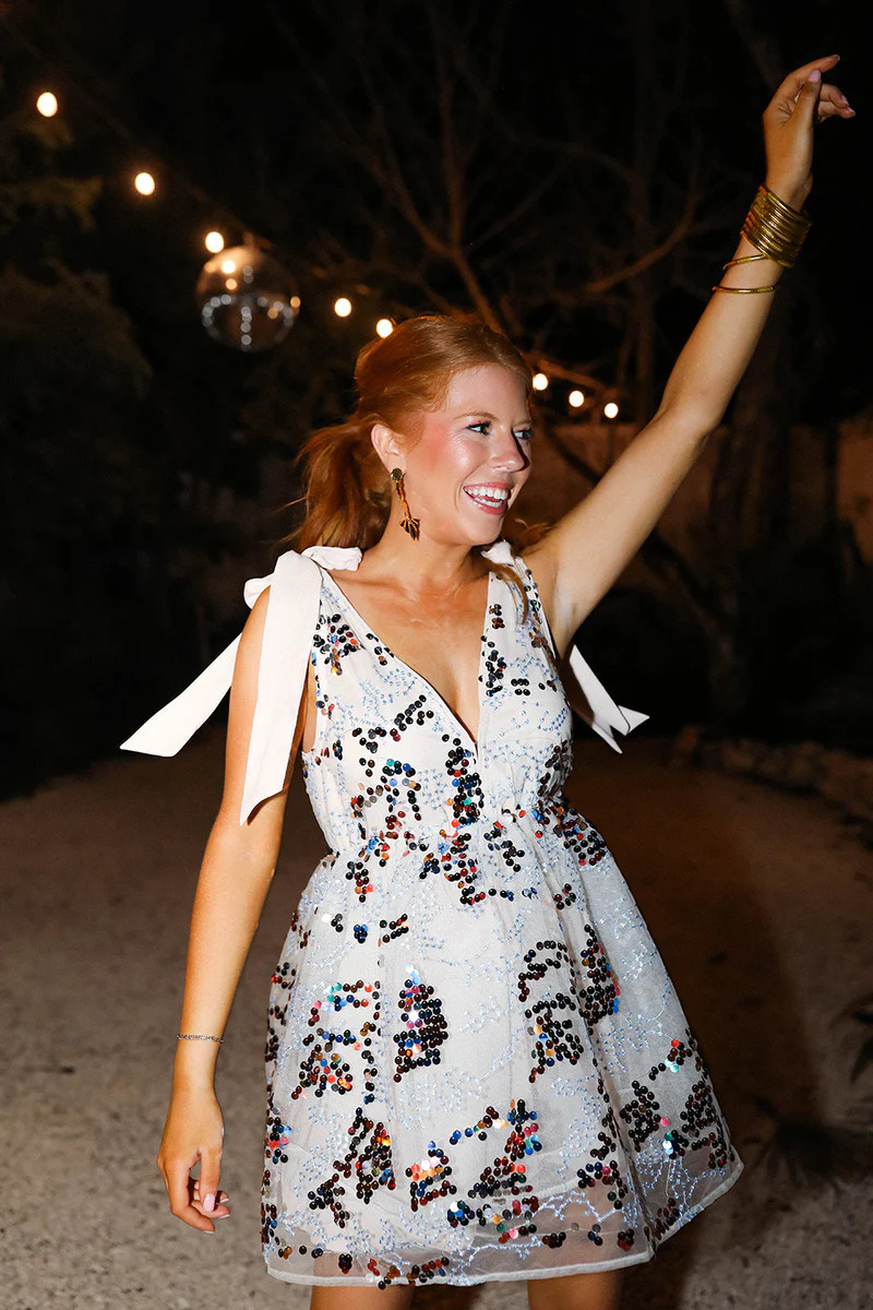 BuddyLove | Melanie Tie-Shoulder Mini Dress | Fireworks | BuddyLove