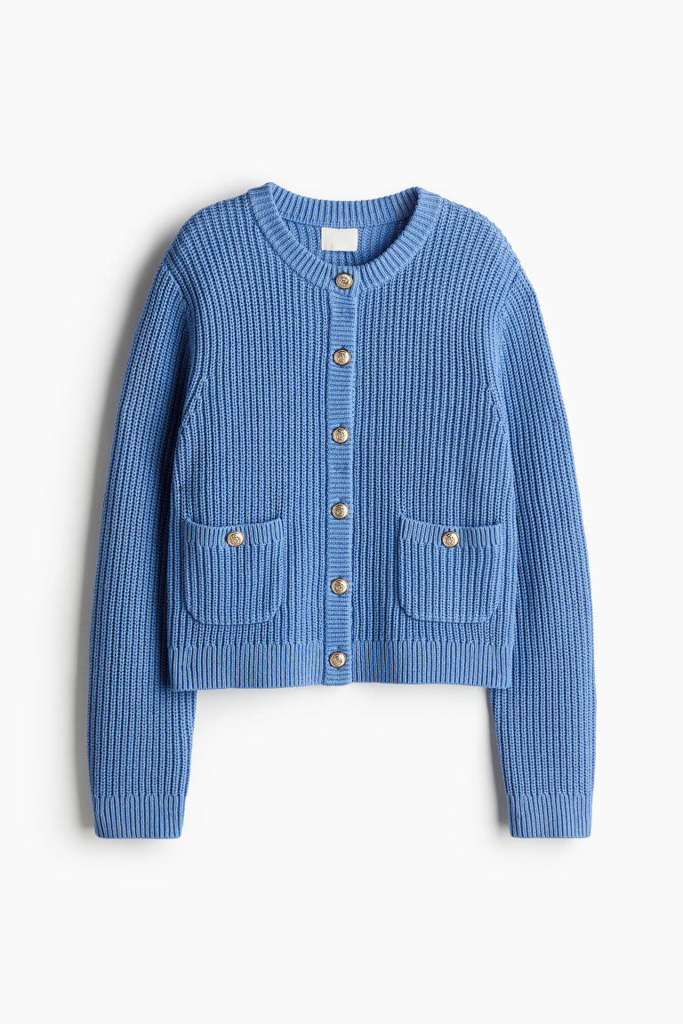 H & M - Rib-knit cardigan - Blue | H&M (UK, MY, IN, SG, PH, TW, HK)