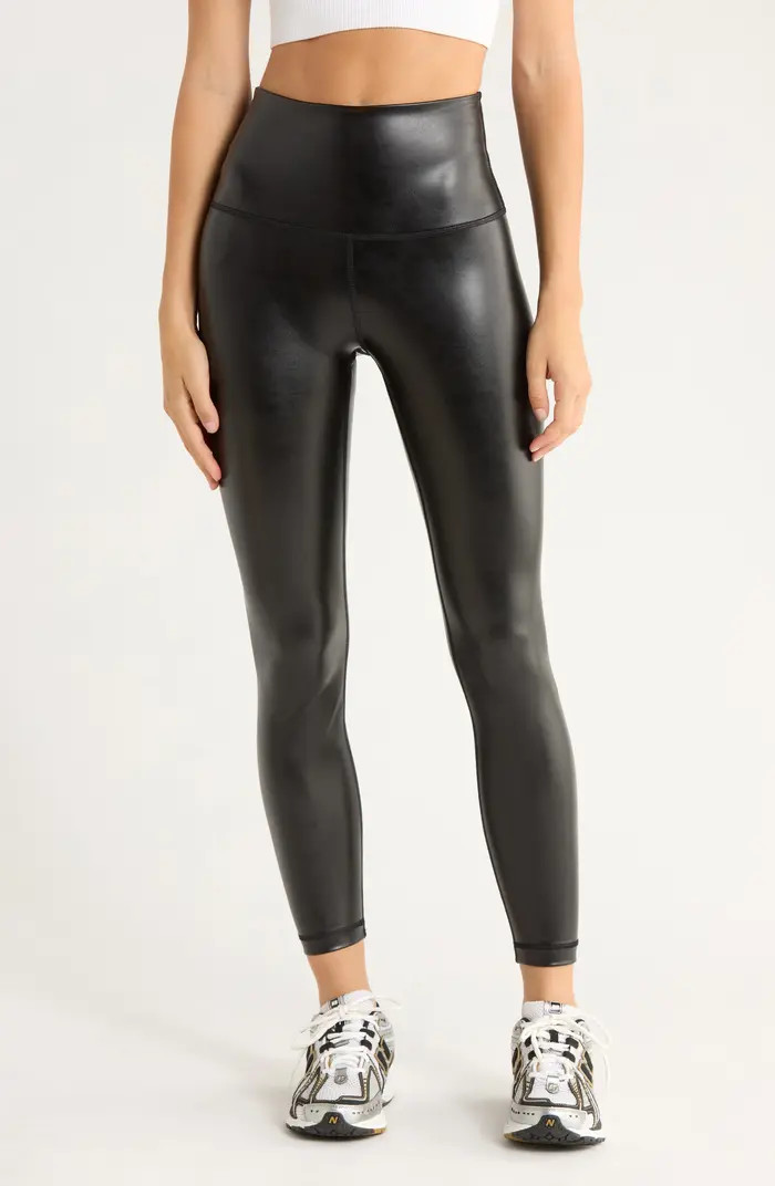 Disco Fever Liquid Faux Leather High Waist Ankle Leggings | Nordstrom Rack