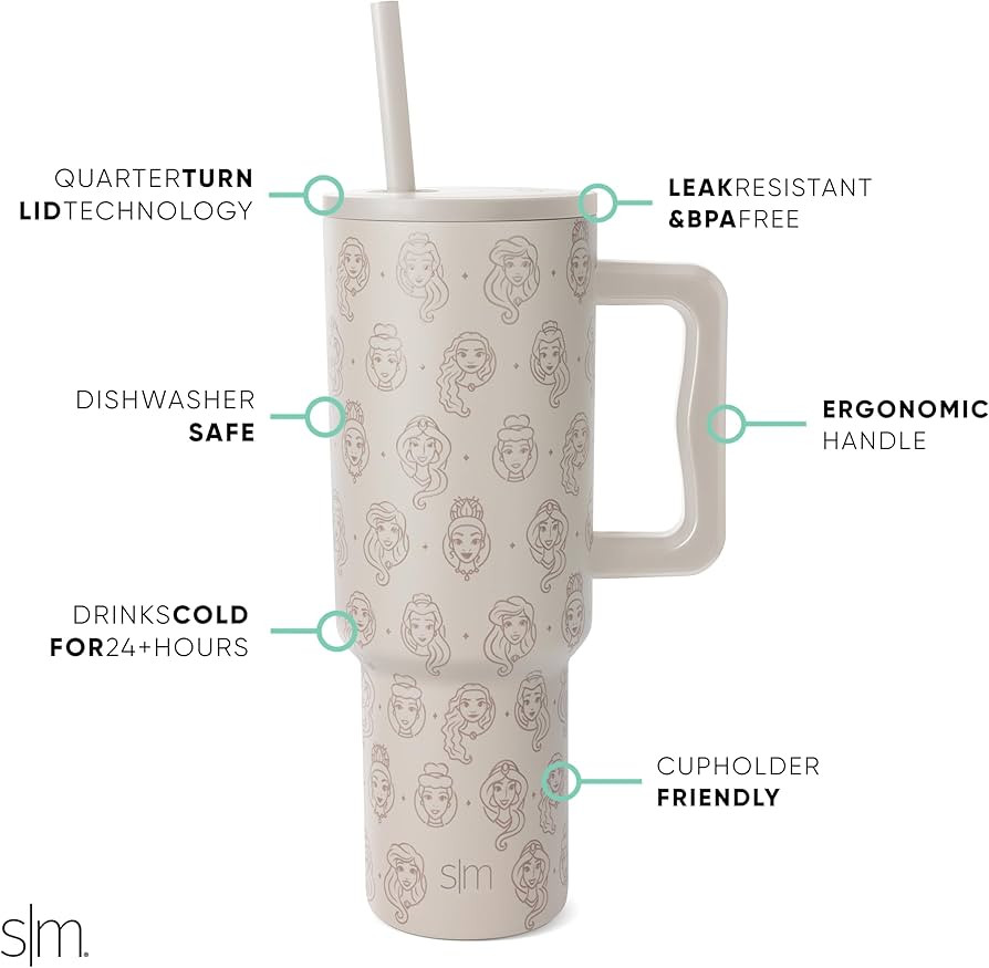 Simple Modern Disney 40 oz Tumbler with Handle and Straw Lid | Insulated Reusable Stainless Steel... | Amazon (US)