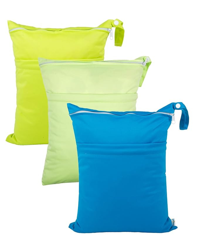 babygoal Wet Dry Bags 3 Pack for Baby Cloth Diapers, Washable Travel Bags, Beach, Pool, Gym Bag f... | Amazon (US)