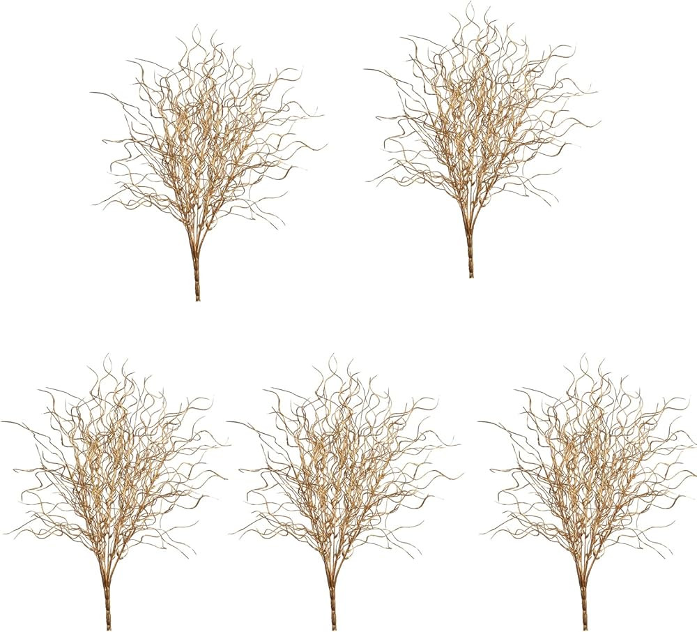 ACJRYO Gold Sparkle Curly Ting Branch Fake Coral Sparkle Curly ting Branches Vase Filler for Wedd... | Amazon (US)