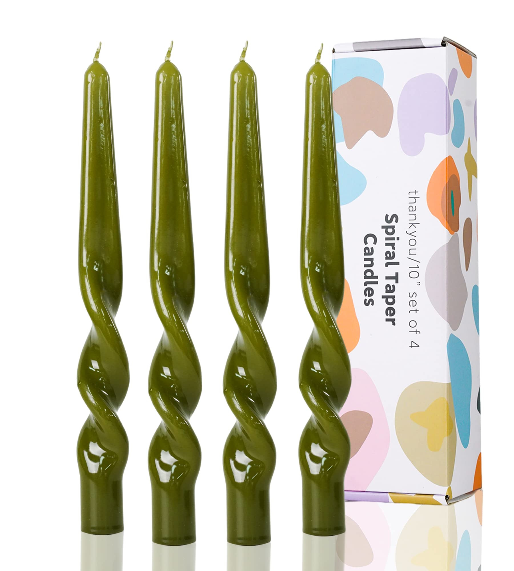 Olive Green Spiral Taper Candles Handmade Twisted Candle Conical Stick Candles for Holiday Weddin... | Amazon (US)