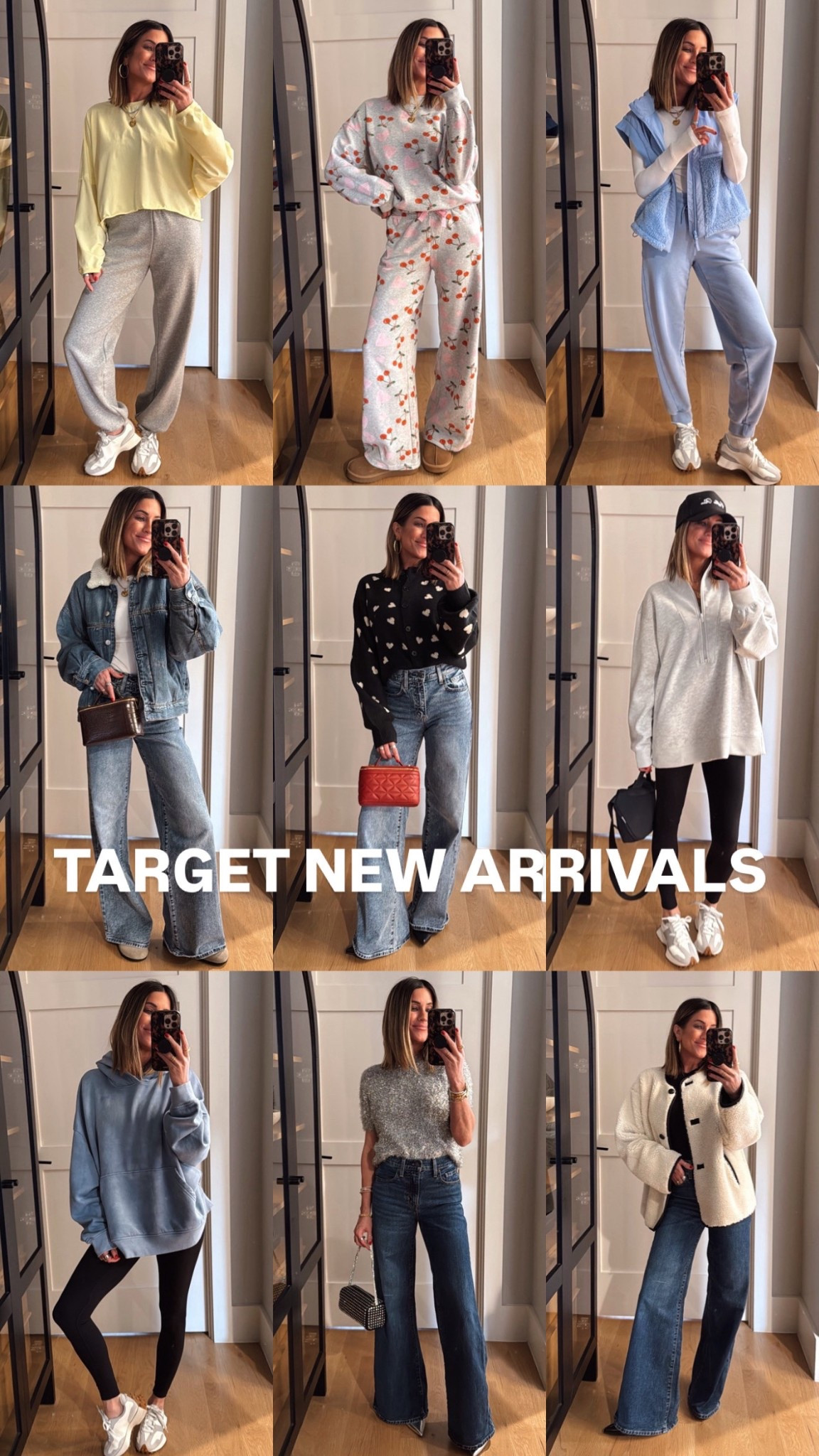 I’m SO impressed with this new Target drop!! 🙌🏼🎯 everything is SO nice and so many great looks for less!! 👏🏼

Sizing 👇🏼 everything true to size, I sized up in the hoodie and pullover for an oversized fit. 
Yellow + purple long sleeve: small 
Cherry sweat set: small top, xs bottoms 
Blue vest and joggers: xs 
Denim jacket: small 
Heart cardigan: xs
Grey half zip: medium 
Blue hoodie: medium 
Sherpa coat: xs 
Silver top: xs 


#LTKootd #LTKFindsUnder100 #LTKFindsUnder50