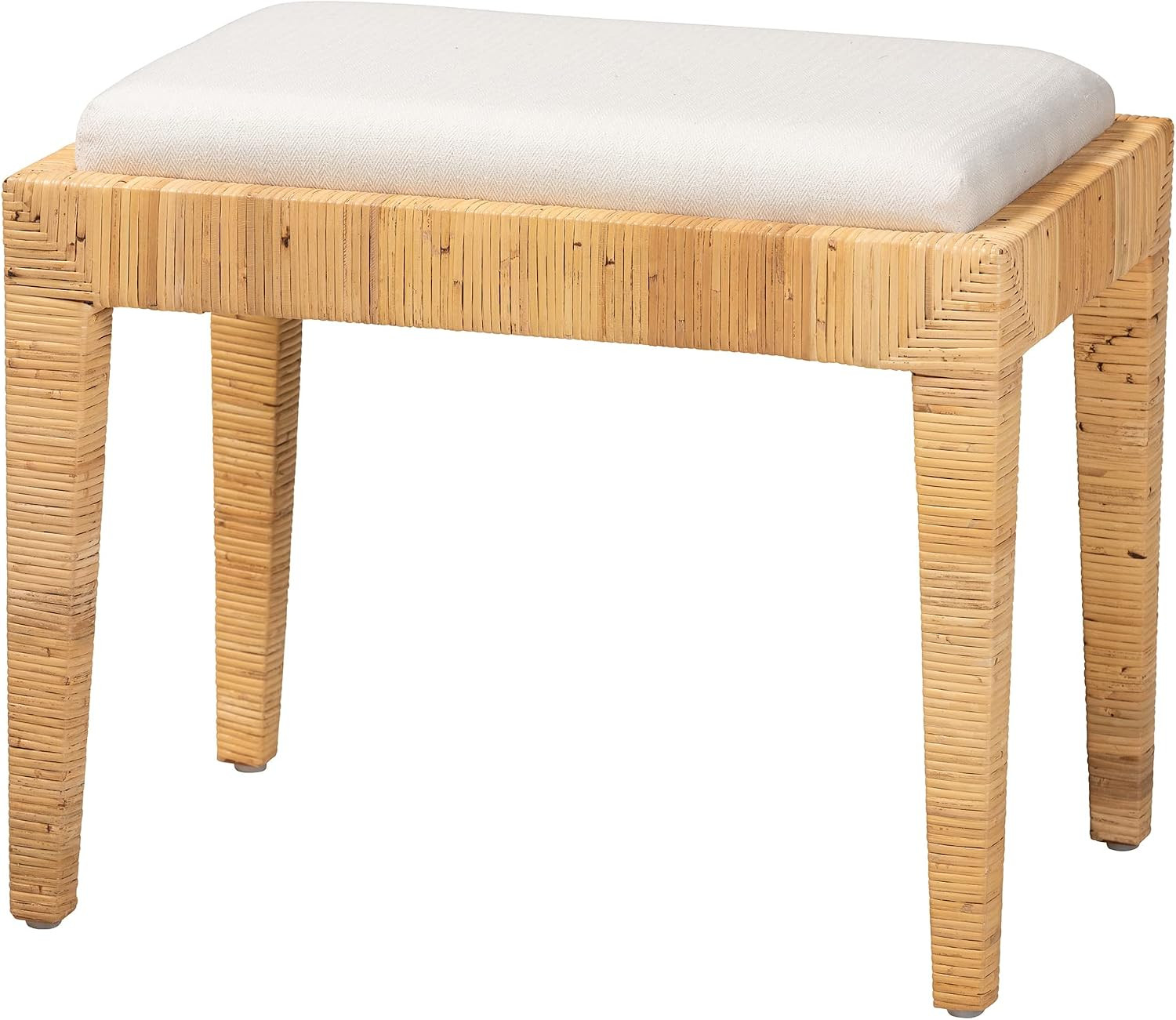 Baxton Studio Sofia Ottoman, One Size, White/Natural Brown | Amazon (US)