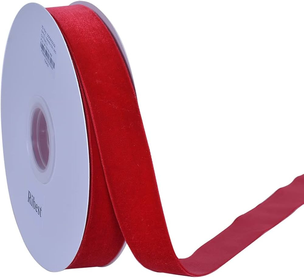 Ribest 1" Scarlet Velvet Ribbon by 10 Yards Spool for Craft Gift Wrapping Decoration | Amazon (US)