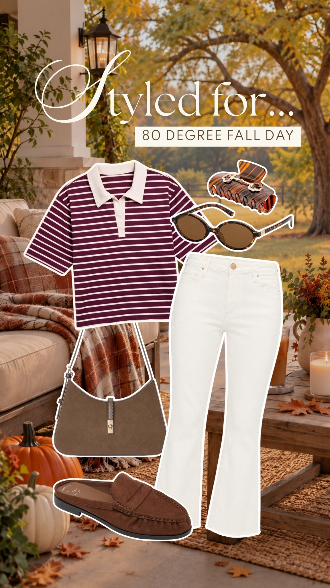 Styled for an 80 degree fall day 🍂 Because fall dressing in Texas still means keeping it lightweight 😅 I’d pair a striped polo with white jeans, brown loafers, a suede shoulder bag and tortoise accessories for an outfit that still feels seasonal without overheating.

80 degree fall outfit, warm weather fall outfit, Texas fall fashion, midsize fall outfit, striped polo outfit, white jeans outfit, preppy fall style, heritage prep, classic fall outfit, brown loafers, fall accessories, transitional fall outfit, casual fall style

#LTKootd