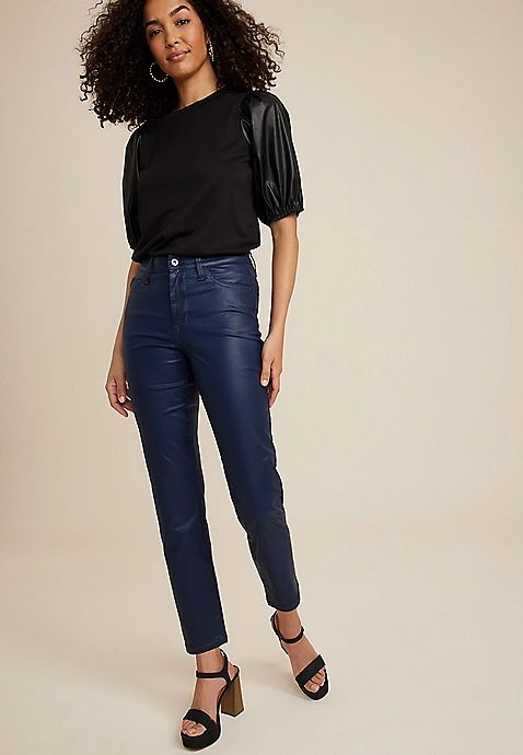 edgely™ High Rise Color Coated Slim Straight Ankle Jean | Maurices