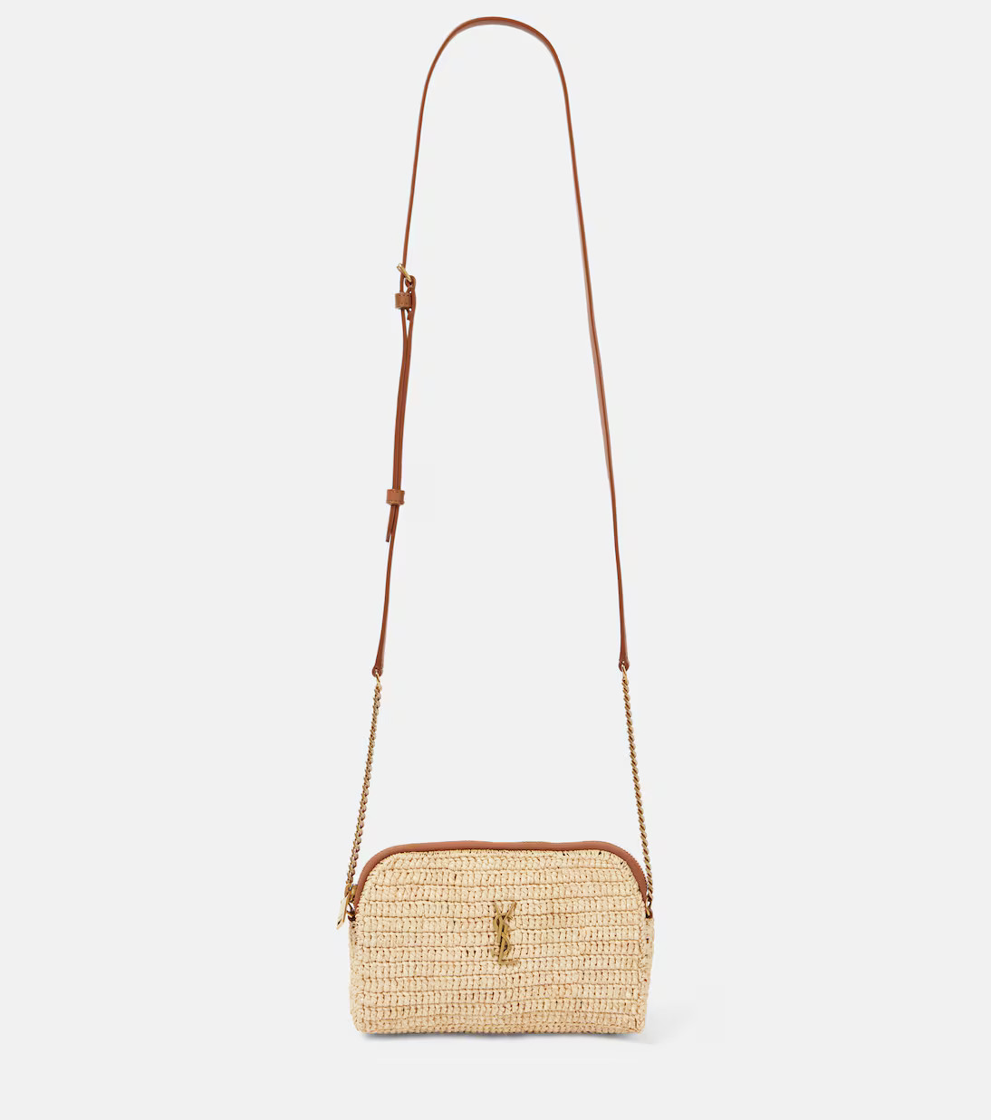 Gaby leather-trimmed raffia shoulder bag | Mytheresa (US/CA)