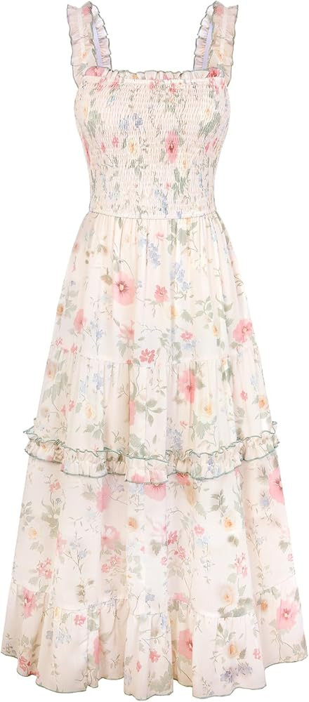 SCARLET DARKNESS Floral Dress for Women 2026 Flowy Sundress Smocked Cottagecore Dresses | Amazon (US)