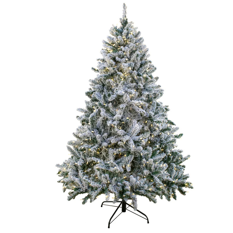 9 ft. Pre-Lit Snowy Hudson Hinged Tree with PowerConnect Dual Color LED Lights | National Tree Company