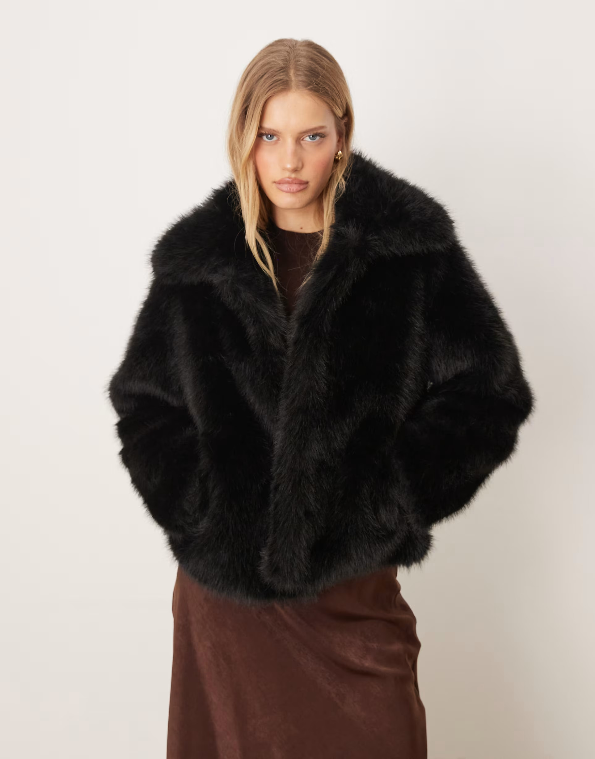 Gina Tricot faux fur jacket in black | ASOS | ASOS (Global)