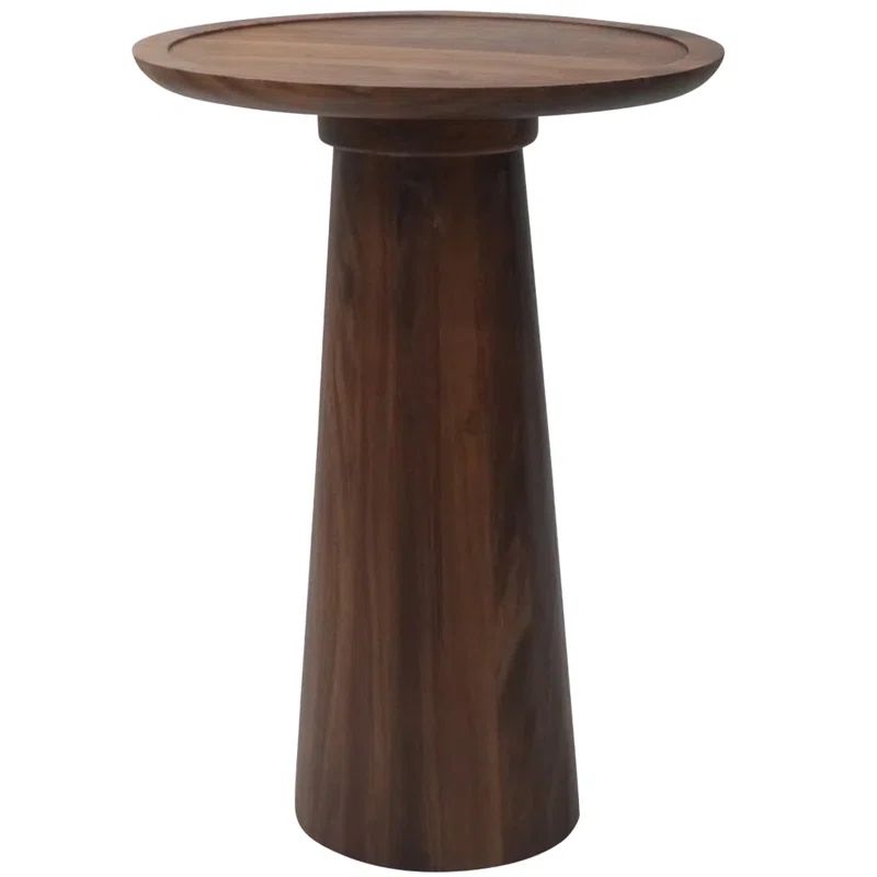 Petrascu 23"H Acacia Wood Pillar-Shaped Pedestal Abstract Side Table in Light Brown Finish, Accen... | Wayfair North America