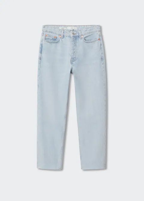 High-waist cropped straight jeans -  Women | Mango United Kingdom | MANGO (UK)