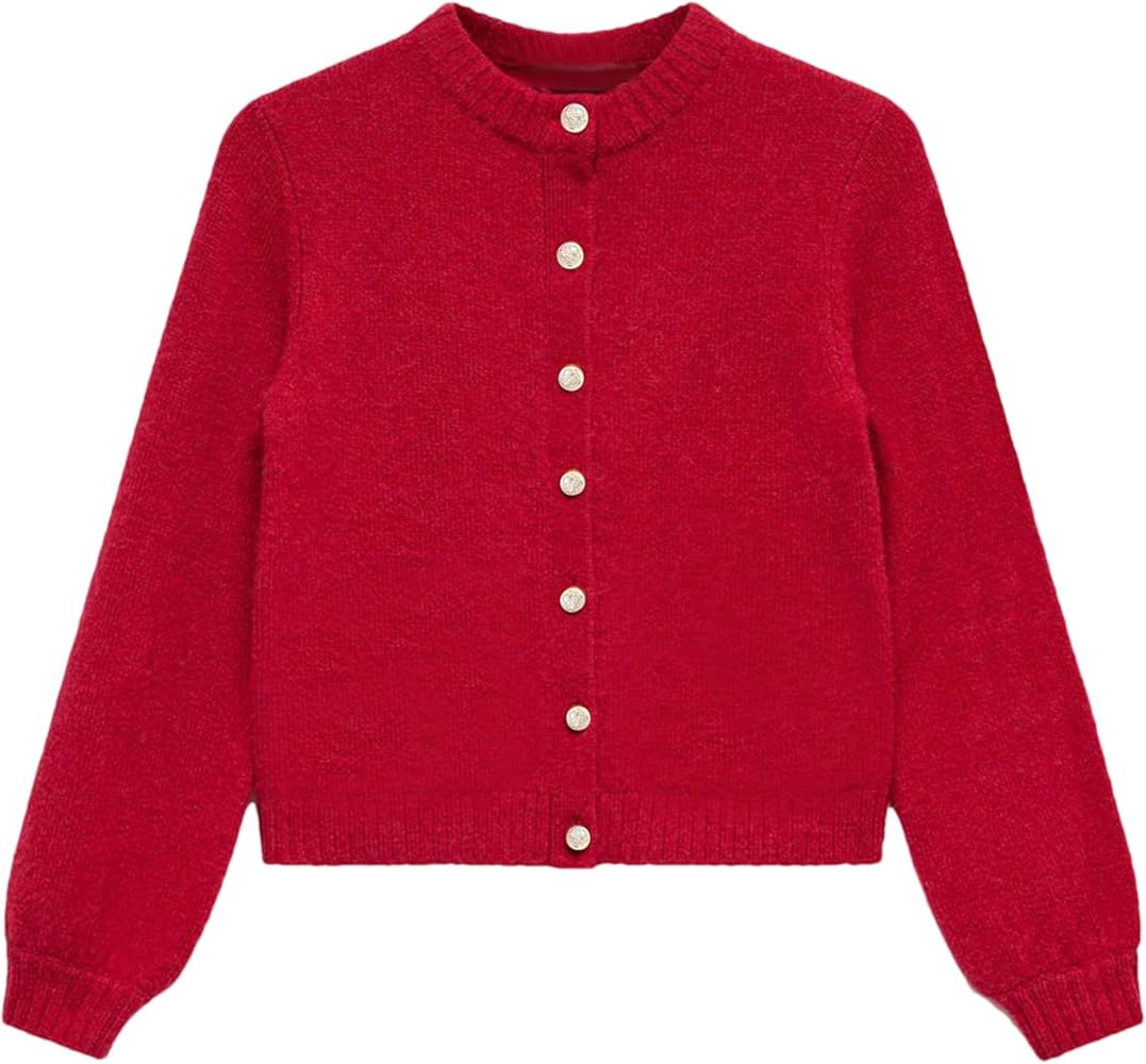 Womens Cardigan Sweaters Cropped Long Sleeve Button Knit Sweater Outerwear Casual Fall Trendy Jac... | Amazon (US)