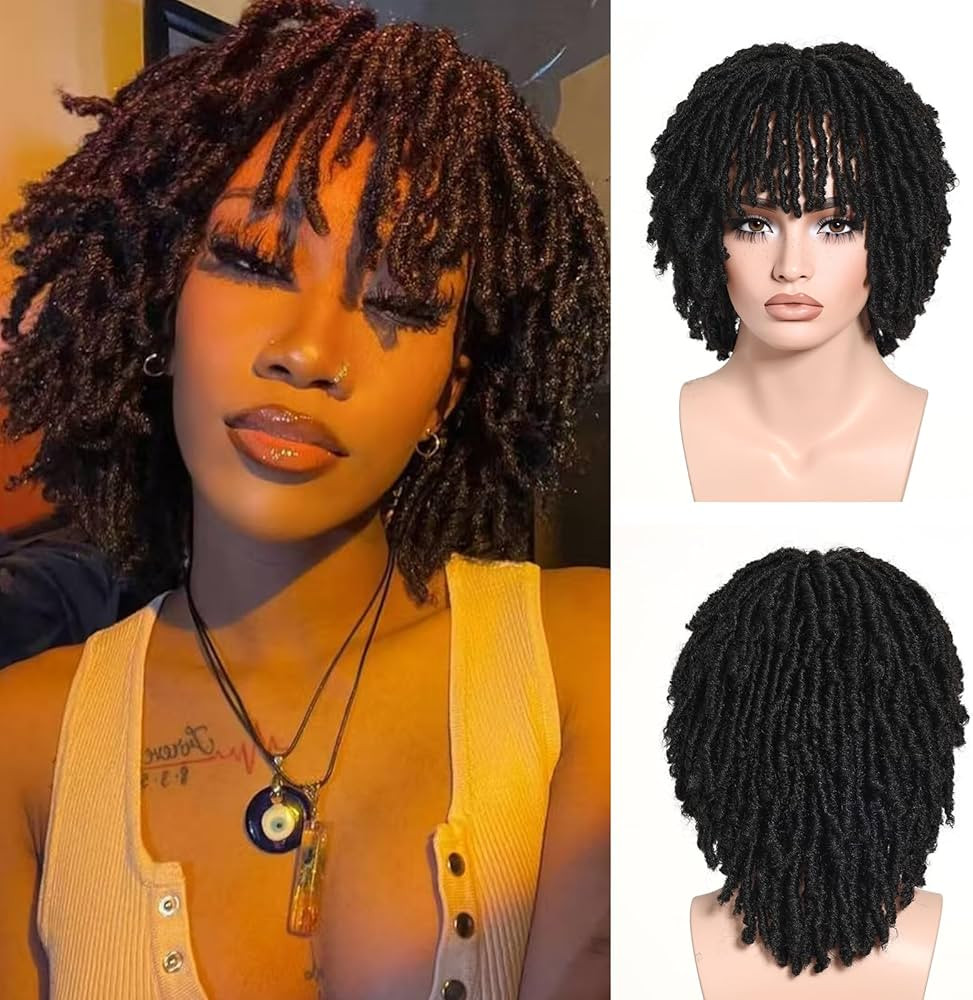 Dreadlock Wig, Short Braided Wigs for Black Women and Men, Synthetic Dreads Wig with Bangs, Gluel... | Amazon (US)