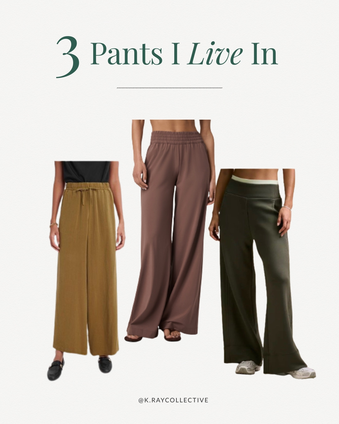 Three pants I live in!  Also three pants you can dress up or dress down.

#WideLegPants #CasualPants ￼

#LTKmomlife #LTKOver40 #LTKWorkwear