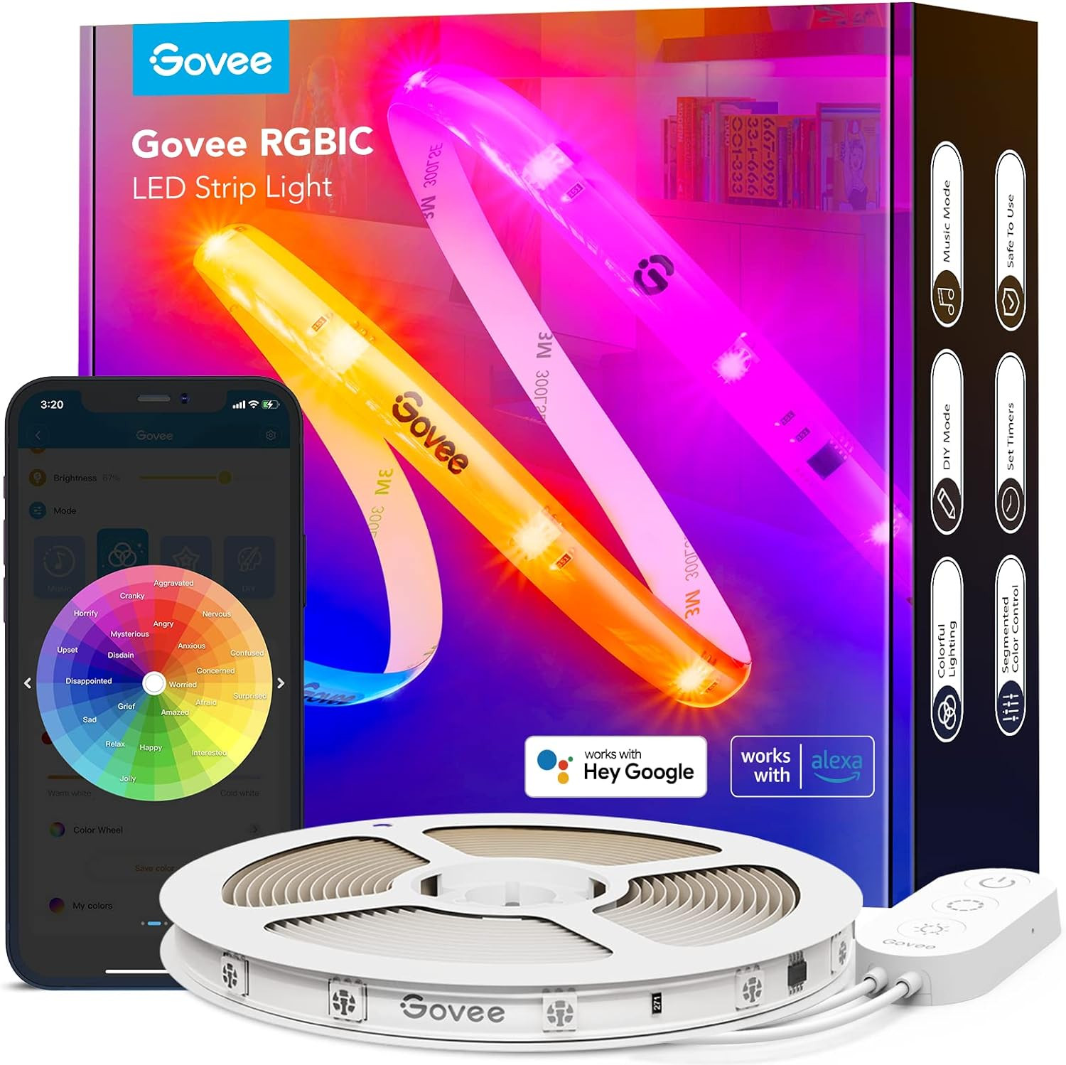 Govee RGBIC Pro LED Strip Lights, 32.8ft Color Changing Smart LED Strips, Works with Alexa and Go... | Amazon (US)