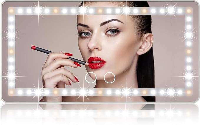Car Sun Visor Vanity Mirror, Rechargeable Makeup Mirrors with 3 Light Modes & 60 LEDs- Dimmable C... | Amazon (US)