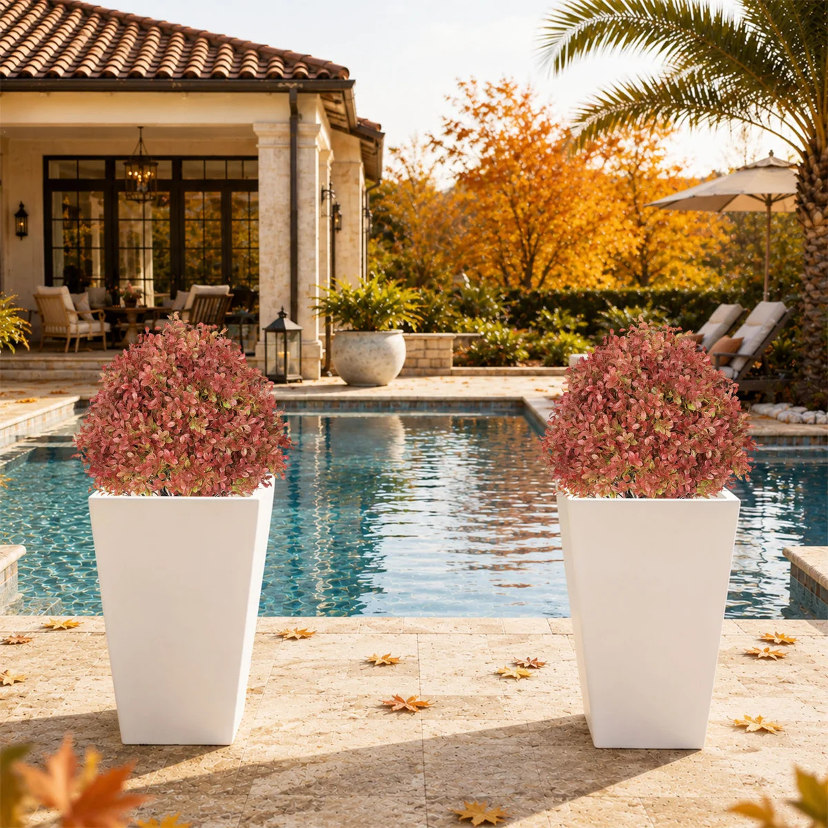 24" Artificial Fall Autumn Decor Outdoor Boxwood Topiary Ball Tree Potted Tree (Set of 2) | Wayfair North America