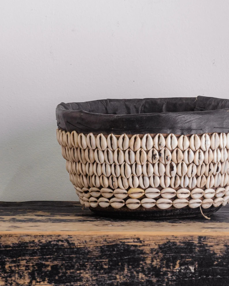 Vintage African Cowrie Shell Basket free Shipping | Etsy | Etsy (US)