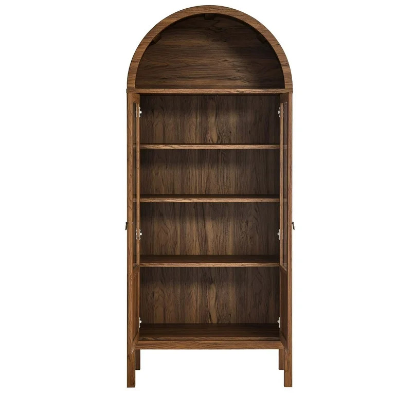 Modway Tessa Wood Tall Storage Display Cabinet with Rounded Arched Top in Walnut | Walmart (US)