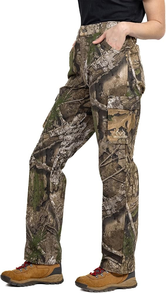 Realtree Camo Cargo Women's Pants- Pockets Lightweight Cotton Ripstop Zip-Off Pants for Hunting H... | Amazon (US)