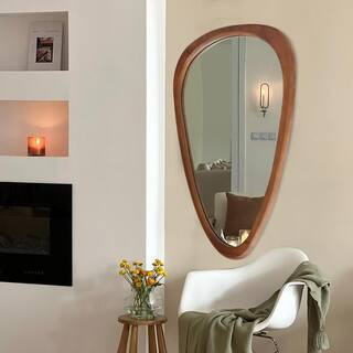 Sxiawe 20 in. W x 30.1 in. H Irregular Brown Natural Solid Wood Frame Decorative Mirror WMYX-2030... | The Home Depot