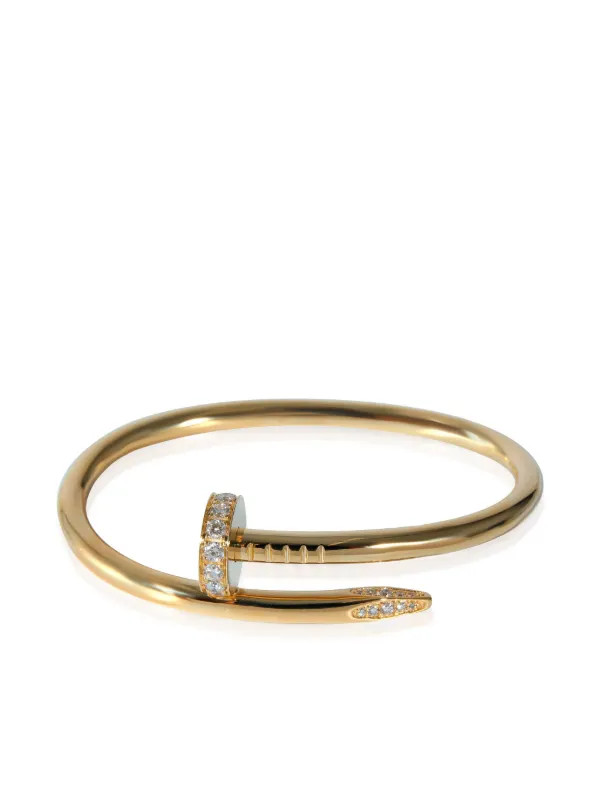 Cartier pre-owned 18kt Yellow Gold Juste Un Clou Diamond Bracelet - Farfetch | Farfetch Global