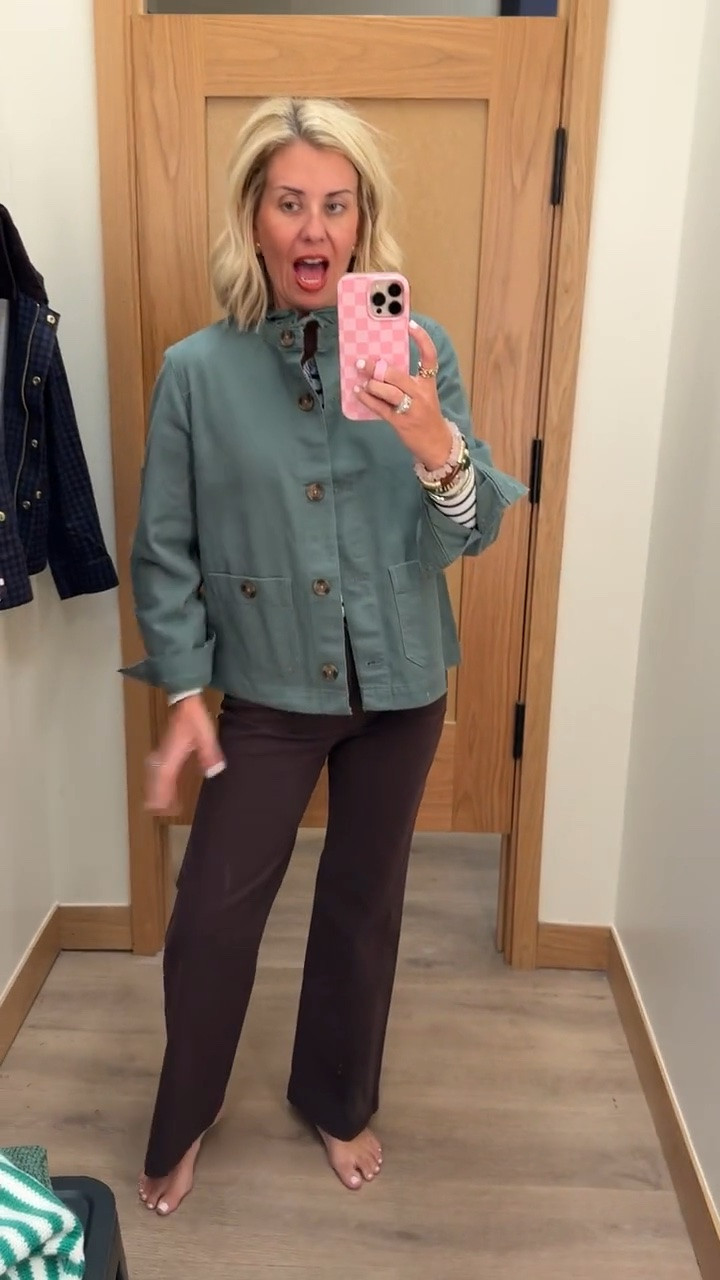 Sizing:
Sweaters - 4 
Collared Dress - 2 
Midi Dress - 0
Pants & Jeans - 26P
Blazer - 2 
Green Jacket - small
Plaid Jacket - xs

#LTKdayinmylife #LTKmomlife #LTKOver40