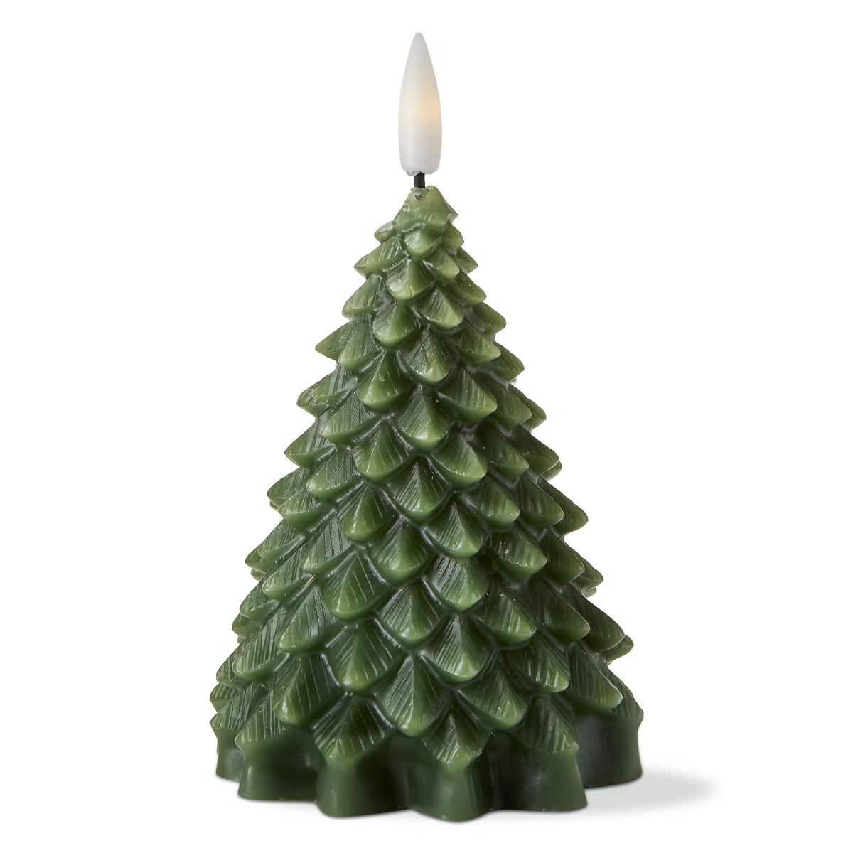 TAG Pine Tree LED Flameless Candle - Small Sculpted Christmas Decor, Green Wax, 5.75" H x 3" L x ... | Target