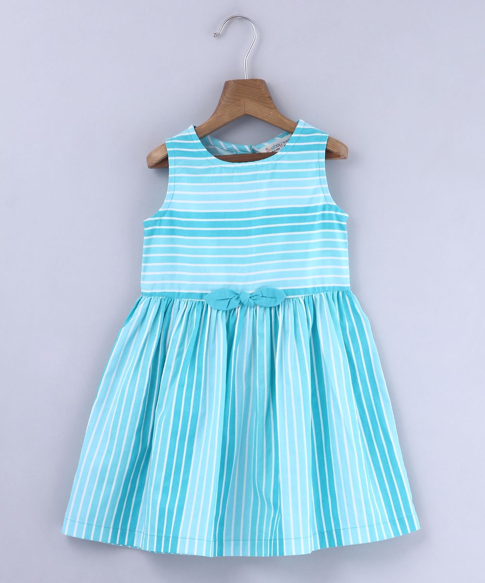 Beebay Girls' Casual Dresses Blue - Blue Ombre Stripe Sleeveless A-Line Dress - Infant | Zulily
