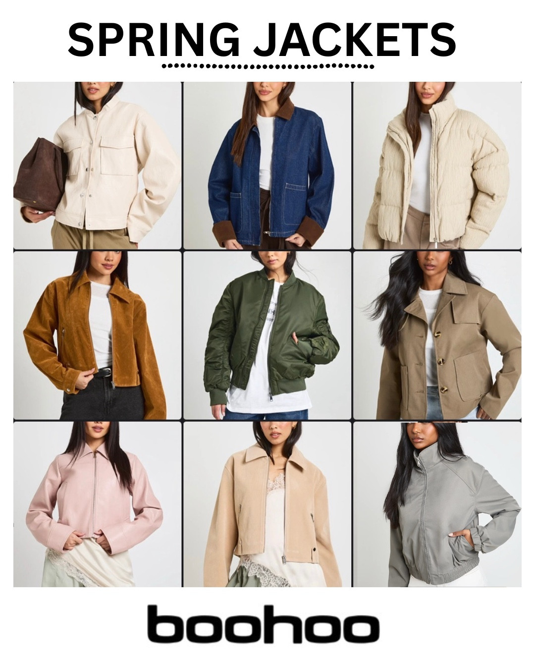Lots of spring jackets from Boohoo on sale. Denim Barn jackets, puffer jackets and suede jackets are trending now. 60% off plus extra 10% off with code: EXTRA 

#LTKU #LTKSaleAlert #LTKSeasonal

#LTKTravel #LTKootd