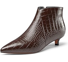 Aachcol Womens Pointed Toe Low Kitten Heel Ankle Boots Short Bootie Zipper Office Dress Basic Cla... | Amazon (US)