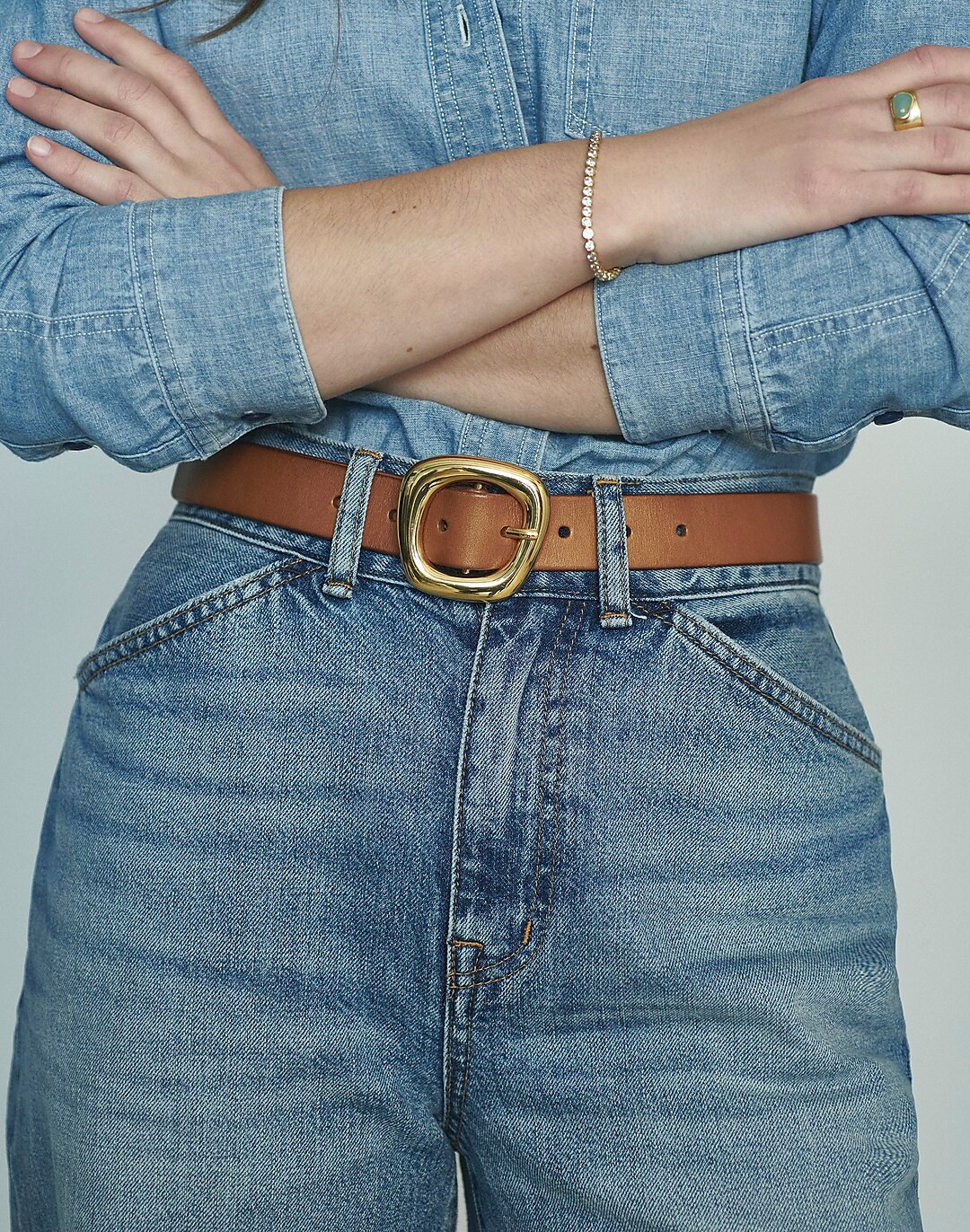 Puffed-Buckle Leather Belt | Madewell