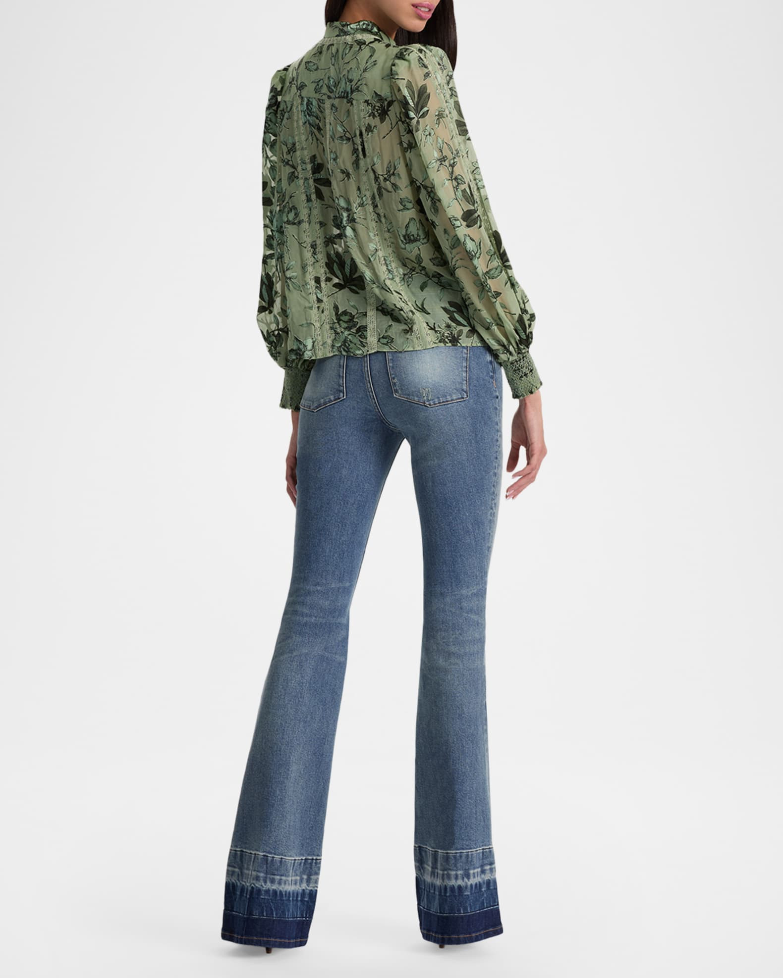 Arlette Floral Silk-Blend Burnout Blouse | Neiman Marcus