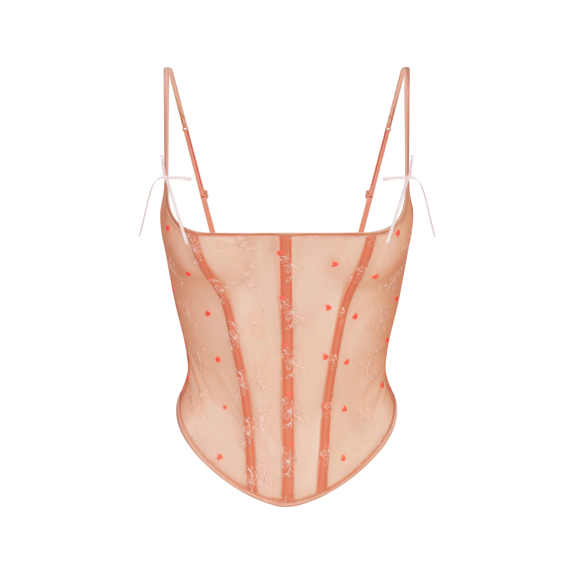 EMBROIDERED TULLE CORSET | GUAVA HEART TULLE | SKIMS | SKIMS (US)