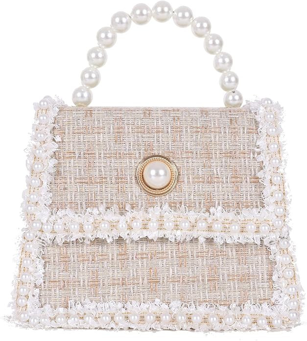 Vaeltaja Women Tweed Pearl Purses and Handbags Ladies Fashion Top Handle Chain Satchel Shoulder B... | Amazon (US)