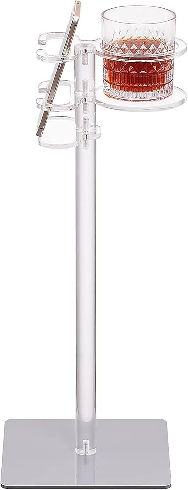 Aquiver Acrylic Drink Table for Small Space - Sofa Side Table for Drinks, Remotes, Phones - Metal... | Amazon (US)